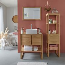 Meuble simple 70cm + vasque + miroir + colonne atoll