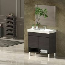 Allstone - Ensemble de salle de bain nebari avec pieds 2 portes ou un tiroir au choix- Comprend meubles, lavabo et miroir Chêne Sinatra 50x40Cm avec