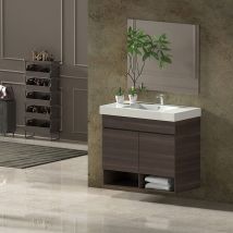 Ensemble de salle de bain nebari - 7 couleurs différentes-15 dimensions- 2 portes ou un tiroir au choix- Comprend meubles, lavabo et miroir Fresne