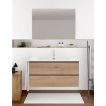 Ensemble de salle de bain Ibiza avec 2 tiroirs - 8 couleurs différentes - 15 dimensions - Avec meubles, lavabo et miroir - Sable 120x45Cm 1 vasque