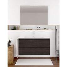 Ensemble de salle de bain Ibiza avec 2 tiroirs - 8 couleurs différentes - 15 dimensions - Avec meubles, lavabo et miroir - Chêne Sinatra 60x35Cm