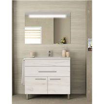 Ensemble de salle de bain Bahia avec 2 portes et 1 tiroir - 7 couleurs différentes - 15 dimensions - Avec meubles, lavabo et miroir - Blanc Nordique