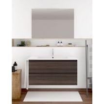 Allstone - Ensemble de salle de bain Ibiza avec 2 tiroirs - 8 couleurs différentes - 15 dimensions - Avec meubles, lavabo et miroir - Fresne tea