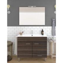Ensemble de salle de bain Samos 2 portes et 1 tiroir - 9 couleurs différentes - 15 dimensions - Avec meubles, lavabo et miroir - Fresne tea 60x45Cm
