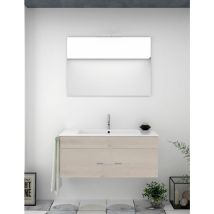 Ensemble de salle de bain suspendu Florence 1 tiroir - 8 couleurs différentes - 14 dimensions - Avec meubles, lavabo et miroir - Crème 100x45Cm