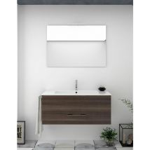 Ensemble de salle de bain suspendu Florence 1 tiroir - 8 couleurs différentes - 14 dimensions - Avec meubles, lavabo et miroir - Fresne tea 60x35Cm