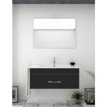 Ensemble de salle de bain suspendu Florence 1 tiroir - 8 couleurs différentes - 14 dimensions - Avec meubles, lavabo et miroir - Graphite 70x45Cm