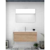 Ensemble de salle de bain suspendu Florence 1 tiroir - 8 couleurs différentes - 14 dimensions - Avec meubles, lavabo et miroir - Sable 100x40Cm