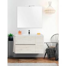 Ensemble de salle de bain suspendu Itaca - 2 tiroirs et une porte - 7 couleurs différentes - 15 dimensions - Avec meubles, lavabo et miroir - Blanc