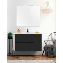 Ensemble de salle de bain suspendu Itaca - 2 tiroirs et une porte - 7 couleurs différentes - 15 dimensions - Avec meubles, lavabo et miroir