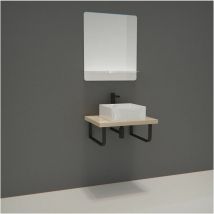 Mob-in - Meuble de Salle de Bain will - Plan suspendu fin 60 cm avec structure métal + Vasque + Miroir + Equerres