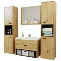 Usinestreet - Ensemble de salle de bain Baltesi 101, Chêne Artisan + Noir