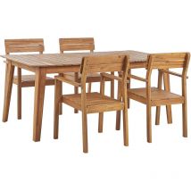 Set de Salle à Manger de Jardin 6 Places en Bois d'Acacia avec Accoudoirs Fornelli