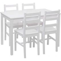 Ensemble de salle à manger HHG-469, coin salon, style rustique-cottage, en bois massif, 110 cm, blanc