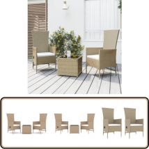 Ensemble de salon de jardin 3 pcs beige poly rotin et acier - Salon De Jardin - Meuble De Jardin - Mobilier De Jardin - Set De Salon De Jardin