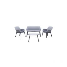 Bica - Ensemble de salon de jardin Luxor avec deux fauteuils un canape' et une table basse en polypropyle'ne gris / anthracite pour l'exte'rieur et