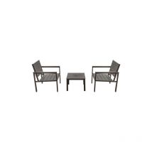Lifeingarden - Ensemble de salon de jardin Orosei avec deux chaises et une table en me'tal peint et composite de re'sine thermoplastique noir