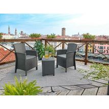 Ensemble de salon d'extérieur Jupiter, Ensemble de jardin avec coussins, Ensemble de salon d'intérieur effet rotin, 100% Made in Italy, Anthracite