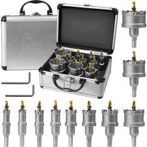 Ensemble De Scie Cloche en carbure 10pcs Ultrixe 16mm-53mm, Foret de scie cloche en acier robuste, coupe-trou tct, jeu de scies cloches pour métal,