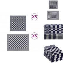 Ensemble de serviettes 10 pcs bleu et blanc coton - Serviettes De Cuisine - Torchons - Serviettes De Bain - Lot De Serviettes - Serviettes