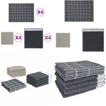 Ensemble de serviettes 12 pcs gris coton - Lot De Serviettes - Serviettes De Toilette - Serviettes De Cuisine - Torchons - Linge De Maison - Home &