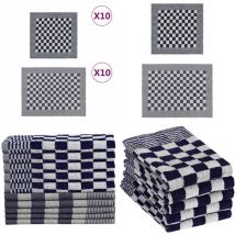 Ensemble de serviettes 20 pcs bleu et blanc coton - Lot De Serviettes - Serviettes De Cuisine - Serviettes De Bain - Torchons - Coton - Home & Living