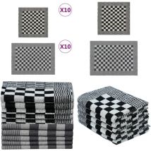Ensemble de serviettes 20 pcs noir et blanc coton - Lot De Serviettes - Serviettes De Cuisine - Torchons De Cuisine - Serviettes De Bain - Coton