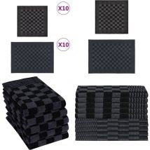 Ensemble de serviettes 20 pcs noir et gris coton - Serviettes De Cuisine - Torchons - Serviettes De Bain - Lot De Serviettes - Serviettes