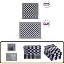 Ensemble de serviettes 50 pcs bleu et blanc coton - Lot De Serviettes - Serviettes De Cuisine - Torchons De Cuisine - Serviettes De Bain - Linge De