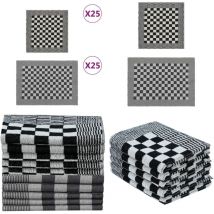 Ensemble de serviettes 50 pcs noir et blanc coton - Serviettes De Cuisine - Torchons - Serviettes De Bain - Lot De Serviettes - Textile Maison - Home