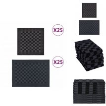 Ensemble de serviettes 50 pcs noir et gris coton - Lot De Serviettes - Serviettes De Cuisine - Serviettes De Bain - Serviettes Multicolores