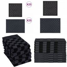 Ensemble de serviettes 50 pcs noir et gris coton - Lot De Serviettes - Serviettes De Cuisine - Serviettes De Bain - Serviettes Multicolores