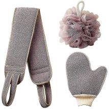 Ensemble de serviettes de bain épaisses à double face, gants de nettoyage du dos, boule de bain nettoyante pour le corps