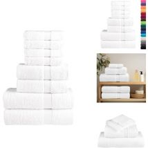 Ensemble de serviettes de qualité supérieure SOLUND 8 pcs blanc - Serviettes De Bain - Ensembles De Serviettes - Serviettes Blanches - Serviettes