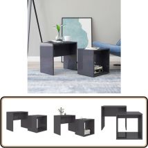 Vidaxl - Ensemble de table basse Gris brillant Bois d'ingénierie - Table Basse - Ensemble De Tables - Meubles De Salon - Table D'appoint - Meuble