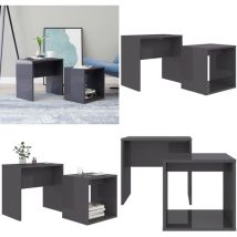 Ensemble de table basse Gris brillant Bois d'ingénierie - Table Basse - Ensemble De Tables - Meubles De Salon - Table D'appoint - Meuble Moderne