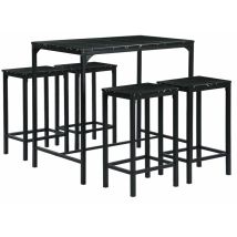 EGGREE – Ensemble table et chaises en MDF et métal noir avec motif marbre – 1 table et 4 chaises – Mobilier d'intérieur