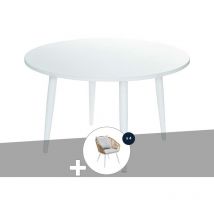 Jardiline - Ensemble de Table à manger en alum blanc Capri et 4 chaises de jardin Maldives