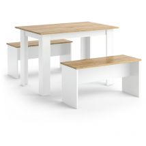 Vicco - Groupe de banquettes d'angle Sentio, Chêne blanc/force de l'or, 112x73.6cm avec 2 bancs