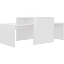 Inlife Ensemble de tables basses Blanc brillant 100x48x40 cm Aggloméré