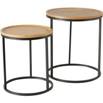 Ensemble de tables d'appoint avec plateau en bambou BORINO, hauteur 38-45 cm.