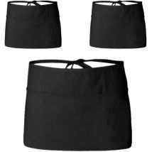 Ensemble de tabliers de serveur 3 pièces avec 3 poches, tablier court et petit, demi-tablier en polyester et coton