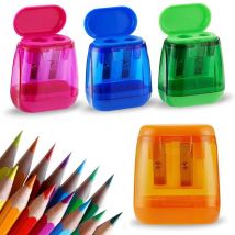 Ensemble de taille-crayons 4 pièces Taille-crayon manuel portable avec couvercle