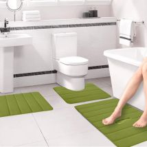 Feiyue - Ensemble de tapis de bain en mousse à mémoire de forme, 3 pièces, ultra-doux et antidérapants, absorbant l'eau, lavables en machine et