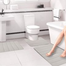 Feiyue - Ensemble de tapis de bain en mousse à mémoire de forme, tapis de salle de bain pour 3 pièces, tapis de toilette universels, doux,