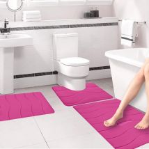 Feiyue - Ensemble de tapis de salle de bain 3 pièces en mousse à mémoire de forme, tapis de salle de bain antidérapant absorbant l'eau, tapis de