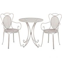 Set de Jardin ou Terrasse Type Bistro 2 Chaises et Petite Table Assortie en Métal Gris Design Classique et Romantique Beliani