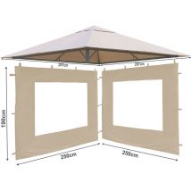 Ensemble de toit de remplacement et 2 pièces latérales pour pavillon de jardin 3x3m Beige antique pavillon couverture de remplacement couvercle