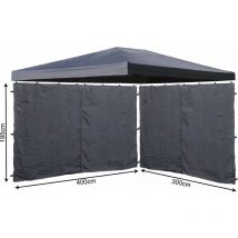 Quick-star - Ensemble de toiture de remplacement et 2 panneaux latéraux avec fermeture éclair pour gazebo de jardin 3x4m gris