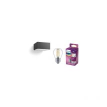 Ensemble d'éclairage extérieur Philips myGarden Hoverfly : Applique murale noire IP44 + Ampoule led filament E27 4,3W (équivalent 40W)